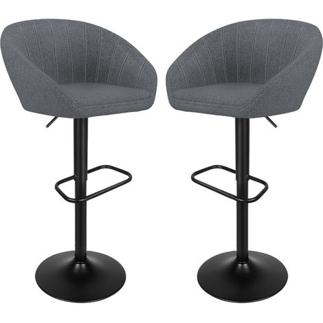 Tabouret de Bar Lot de 2 Chaise de Bar Haute en Tissu de Lin Tabouret de Comptoir avec Repose-Pieds pour Bar/Cuisine (Gris Foncé) (1/5)