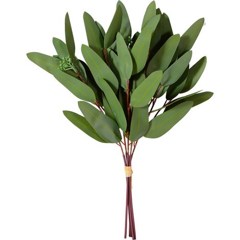 Feuilles d'eucalyptus artificielles (Green Zhajian), feuilles d'eucalyptus rondes, décoration intérieure, fleurs artificielles, bouquets de mariage (1/2)
