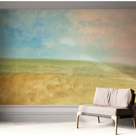 Papier peint autocollant adhésif avec imprimé motifs uniques apparence moderne Champs pastel 312x219 cm (1/5)