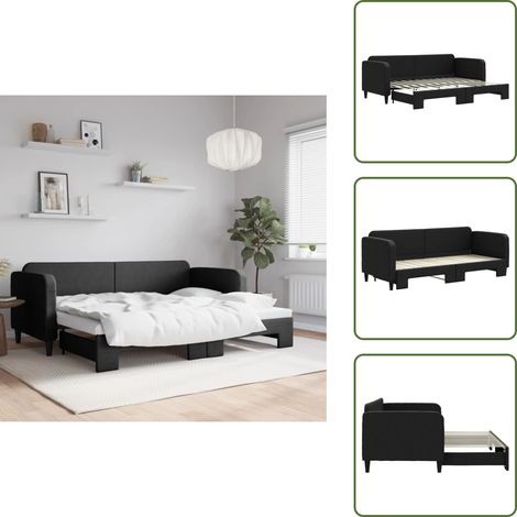 The Living Store Lit de jour avec gigogne sans matelas 80x200 cm - Canapé Convertible - Lit Deux Places - Lit D'appoint - Meuble Multifonctionnel - Literie