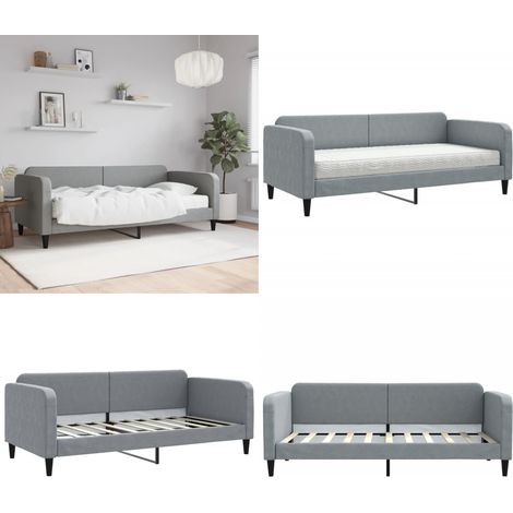 vidaXL Tagesbett mit Matratze Hellgrau 90x190 cm Stoff (1/5)
