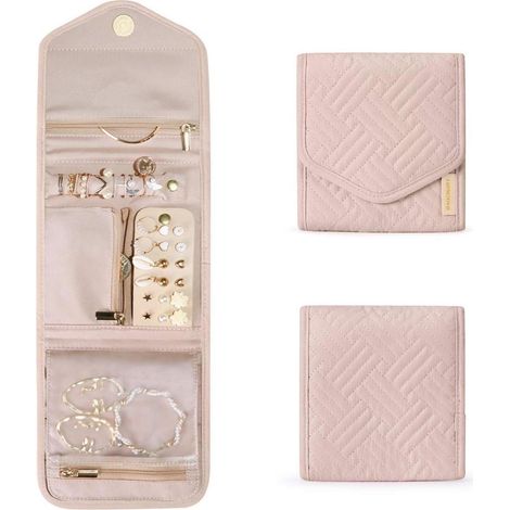 Schmuck Organizer Tasche Reise Aufbewahrung Ringe Ohrringe Rosa (1/5)