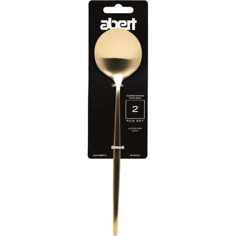 Abert set 2 pz cucchiaio tavola Porto gold acciaio inox 18/c PVD oro
