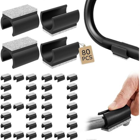 80 patins de chaise en forme de U, tubes de 25 mm - Embouts de pieds de chaise et protections de sol pour pieds de luge avec coussinets en feutre antibruit (1/5)
