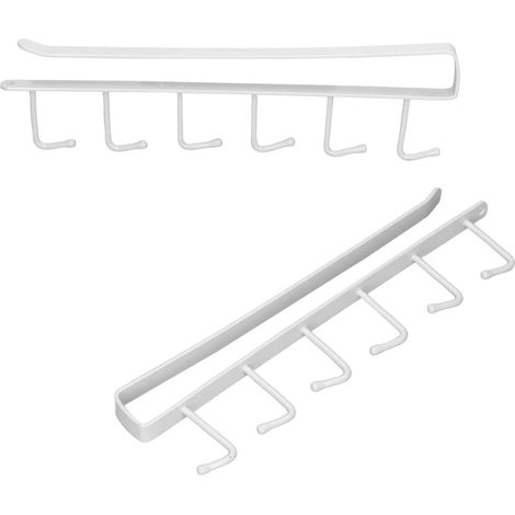 Unterbau-Tassenhalter mit 6 Haken, Eisen (WEISS) (1/5)