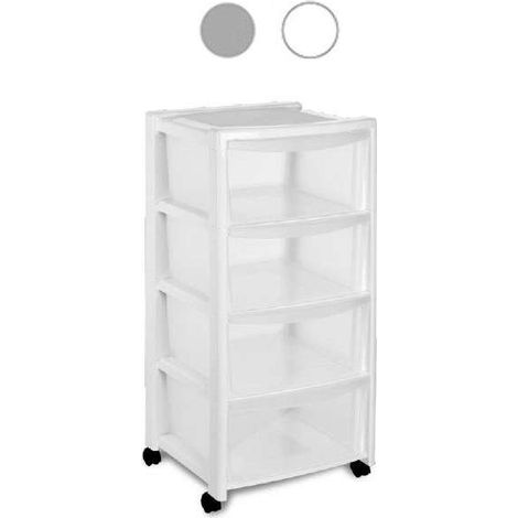 Stefanplast CASSETTIERA 4 PIANI SILVER cm. 40x40x80 h (1/5)