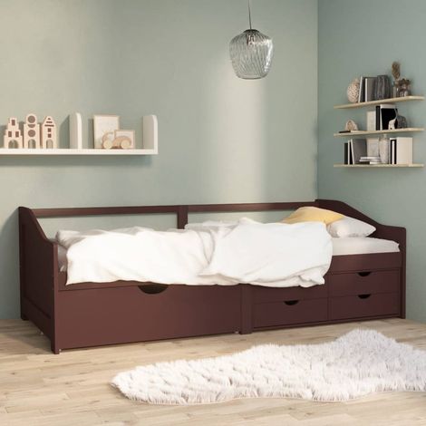 Tagesbett 3-Sitzer Schubladen Dunkelbraun Kiefernholz 90x200 cm (1/5)