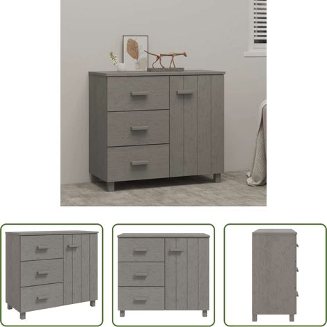 Buffet en bois - Buffet HAMAR Gris clair 90x40x80 cm Bois massif de pin (1/5)