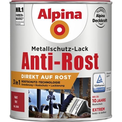 Alpina Metallschutz-Lack Anti-Rost 750 ml rot matt Metallack Schutzlack (1/3)
