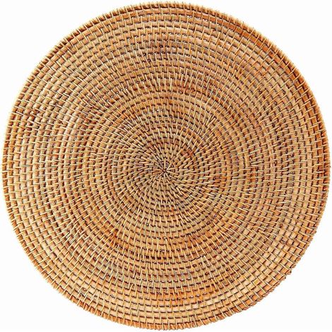 Sets de table en rotin tressé, sets de table ronds, sets de table antidérapants et résistants à la chaleur, sets de table en osier, dessous de plat (1/5)
