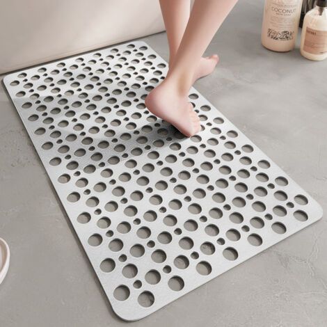 royaluxe -Tapis de Bain Douche Tapis Antidérapant, Salle de Bain Salle de Douche Tapis de Baignoire en Plastique Coussin de Pied avec Ventouse Trou de Drainage Coussin Anti-Goutte (Couleur : Blanc, Ta (1/5)