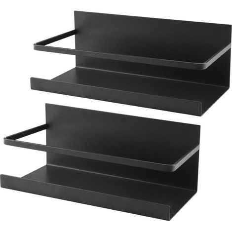 Magnetisches Kühlschrankregal, 2er-Set, Gewürzregal, Küchenorganizer, platzsparend (schwarz) (1/4)