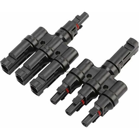 MC4-Photovoltaikstecker, Solarmodul-Baugruppe, professioneller Solarmodul-Kabelstecker, T-Typ 3-poliger Solarstecker MFFF/FMMM, für Photovoltaik-Anlagen (1/4)