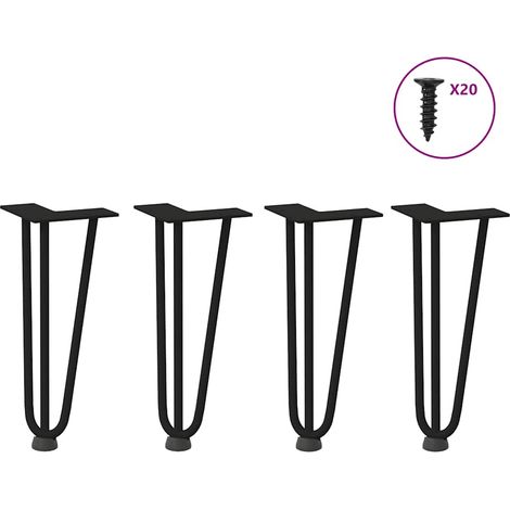 vidaXL Patas de horquilla para mesa de centro (4 unidades), color negro, 30 cm, acero macizo (1/2)