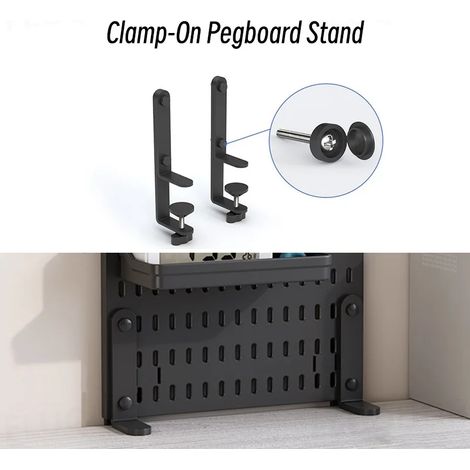 (Fixation sur support B) Panneau perforé mural sans perçage, étagères de rangement modulaires avec crochets et accessoires, idéal pour salle de jeux, cuisine ou bureau. (1/5)