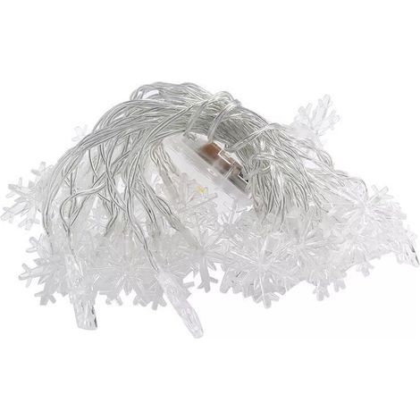 décoration de Noël Guirlande lumineuse de flocon de neige, 6M 40 LED à piles fairy lights, Monochrom à deux modes et décoration brillante foudre pour,Noël Chambre Chambre intérieure et extérieure (bla (1/5)