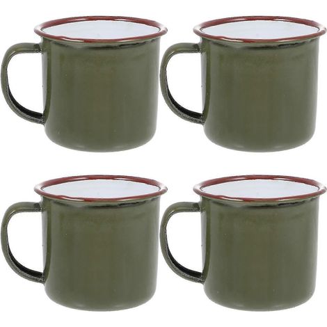 Lot de 4 tasses à eau émaillées, tasses à thé portables, gobelets pour boire de l'eau à la maison (vert) (1/5)