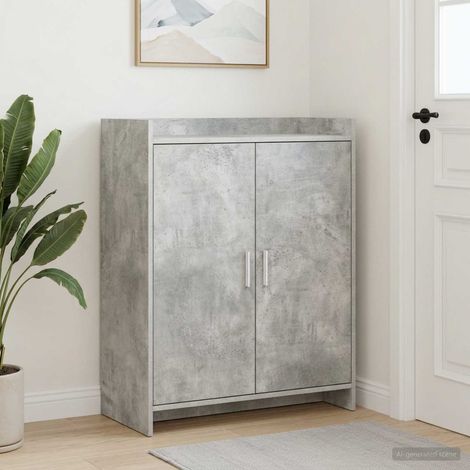 Beyamis Meuble à chaussures avec rangement Gris béton 73,5 x 36 x 92 cm (1/5)