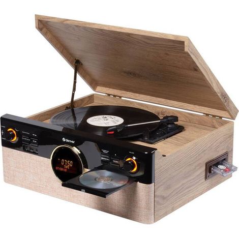 [NEUWERTIG] B-Ware Denver Stereoanlage Musikcenter Plattenspieler CD Kassette DAB+ Radio BT Holz (1/2)