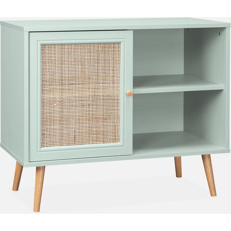 Aparador estilo escandinavo con 1 puerta de caña, 80cm
