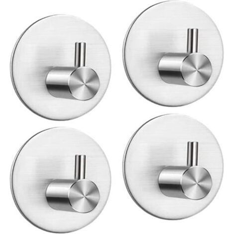Selbstklebender Haken, Edelstahl-Wandhaken für Badezimmer, selbstklebender Handtuchhalter für Küche, Wohnzimmer und Büro, rostfrei und wasserdicht (Silber, 4 Stück)