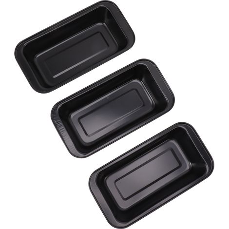 Lot de 3 plaques de cuisson rectangulaires en acier au carbone avec revêtement antiadhésif, pour pain, noires. (1/5)