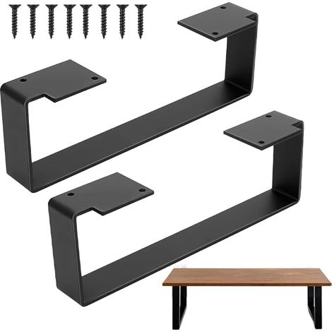 2 x Noir Pieds de Table Trapézoïdaux, Pieds de Table en Métal Noir, Pieds de Meuble en Métal, Adaptés pour Table de Chevet, Pieds de Table Basse, Pieds de Buffet (1/4)