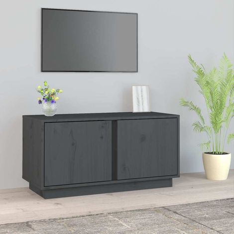 vidaXL Mueble de TV madera maciza de pino gris 80x35x40,5 cm (1/5)