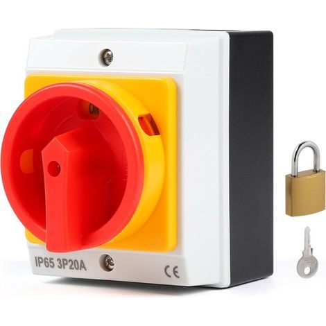 20A Interrupteur Principal 3 Pôles, Interrupteur Rotatif avec Boîtier pour Connecter Interrupteurs et Séparer Petits Circuits, IP65 (1/5)