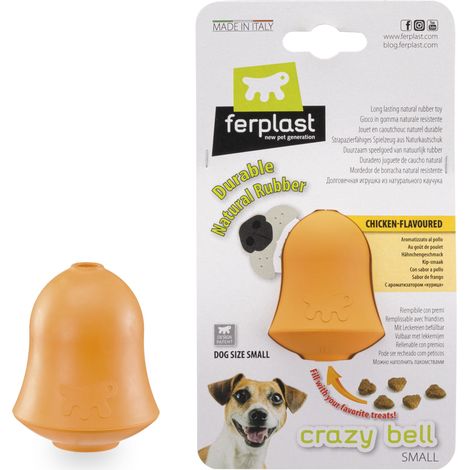 Jouet Chien, Distributeur Croquettes ou Friandises, en Caoutchouc Naturel Durable à Mâcher, Arôme de Poulet, Rebondissant, Lancer et rapporter, Jouets pour Petit Chien, Orange (1/5)