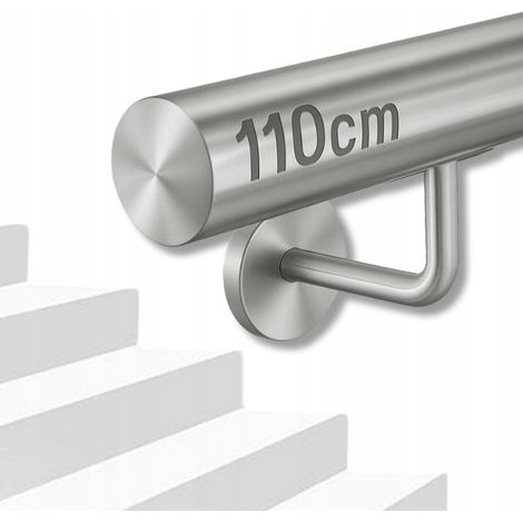 Rampe d’escalier - 110 cm - Acier inoxydable - Design moderne - Intérieur et extérieur