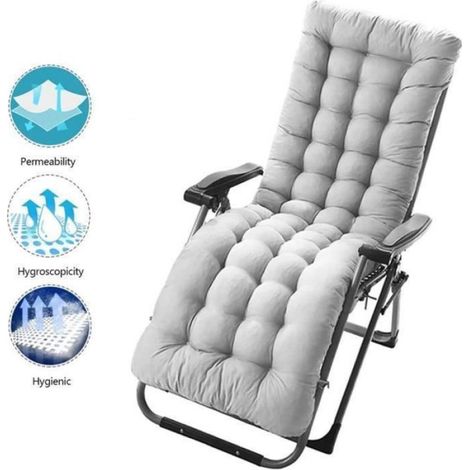 Coussin de Chaise Longue Bain de Soleil, Coussin transat Jardin Exterieur antidérapante, Coussin épais pour Fauteuil Relax Label (1/3)