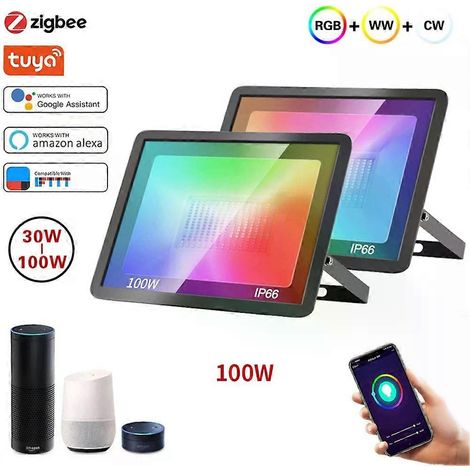 Projecteur LED Aubess Zigbee 100W AC 220V RGB WW CW pour éclairage extérieur étanche IP65 (1/5)