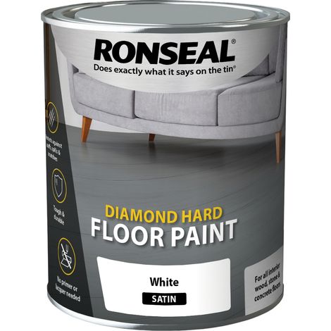 Ronseal Diamond Hard Floor Paint - Satin - White - 750ml