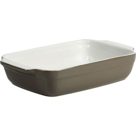 CREALYS 512728 - Teglia da Forno Ovale in Ceramica, con Manici, 25 x 15 x 5 cm, Colore: Grigio Talpa