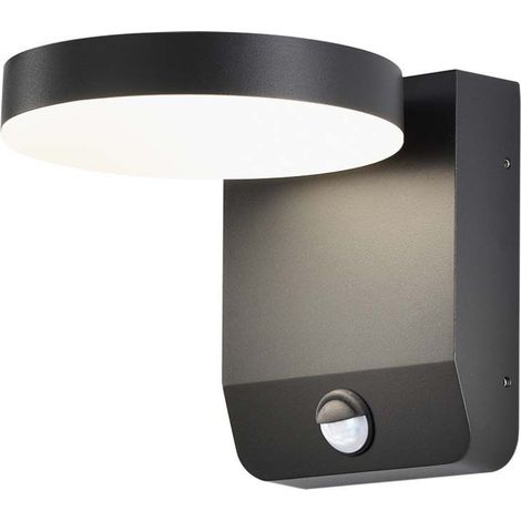 V-TAC Lampada LED da Muro Rotonda 17W 150LM/W con Sensore Colore Nero Bianco Caldo IP65