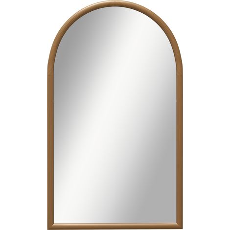 Miroir Mural Arche Arqué 110 x 65 cm Cadre en Bois, Marron Foncé (1/5)