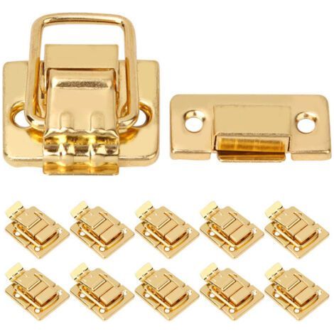 10 Pieces Golden Stainless Steel Trunk Latch, Cremone Clasp for Suitcase and Trunk 28x40mm (1/5)