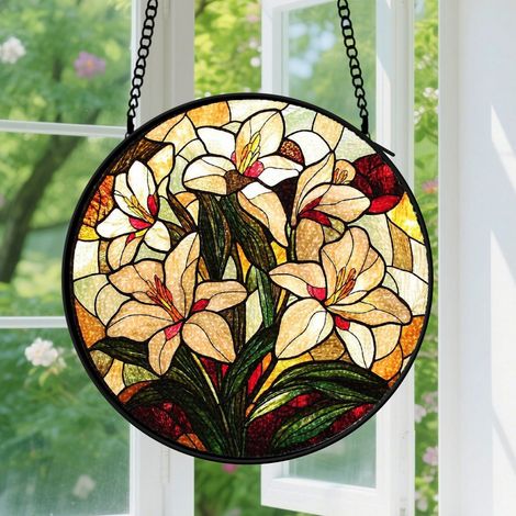 9cm Suspension en vitrail, attrape-soleil unique coloré élégant, décoration jardin fenêtre, cadeau Fête des Pères, Anniversaire pour homme, femme (1/5)