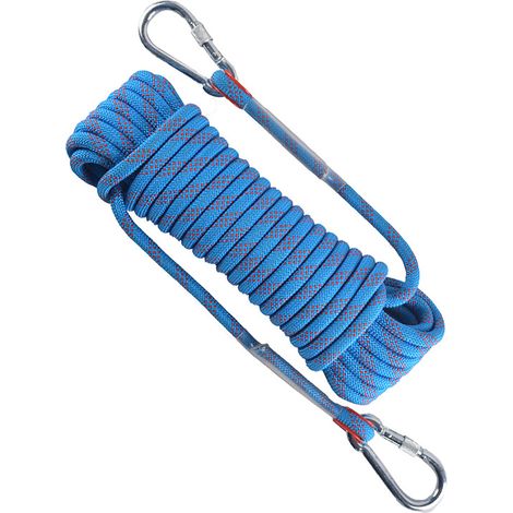 Corde de sécurité polyvalente bleue à double crochet en acier inoxydable, ligne de vie pour escalade et rappel 10m/32.8ft (1/5)