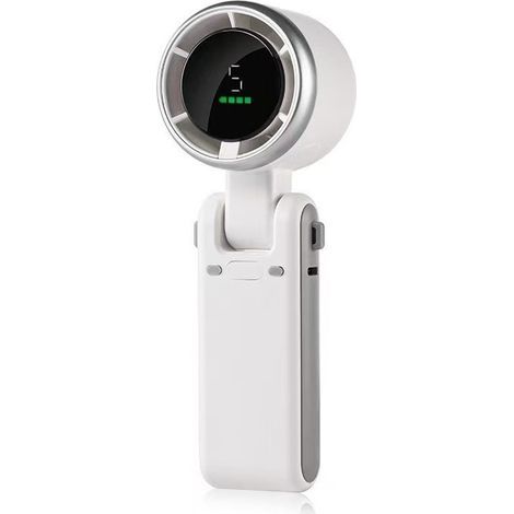 Muntra-Ventilateur portatif rechargeable, 5 vitesses élevées réglables, mini ventilateur électrique portable de 4000 mAh, ventilateur de voyage alimenté par batterie (blanc) (1/5)