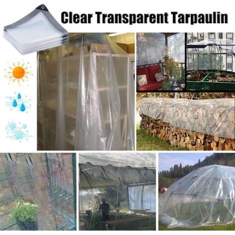 Bâche imperméable transparente, 3 x 3m Bâches anti-pluie pour auvent de plantes de jardin,housse de protection en plastique (1/4)