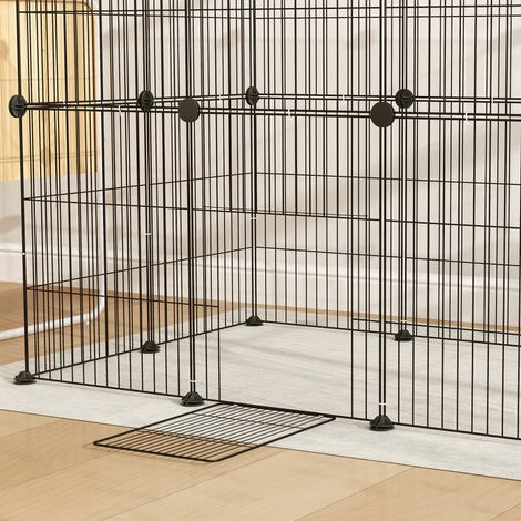 Recinto per piccoli animali 120x60x80 cm, configurabile con porta, montaggio semplice, acciaio nero (1/5)