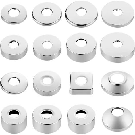 Lot de 2 robinets de douche Ø 25 mm (3/4"), rosace de recouvrement en acier inoxydable, rosace filetée, radiateurs (argent, 66 x 35) (1/5)