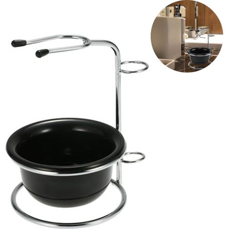 1 Ensemble support et bol à raser,Acier inoxydable,Résistant à la rouille,Bol grande capacité,Salle de bain Homme (1/5)