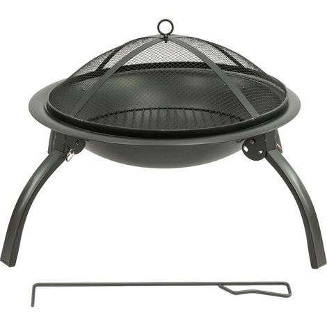 MaxxGarden Braciere da Esterno – Ciotola da Fuoco con Griglia per Giardino, Diametro Ø55 cm, Colore Nero (1/5)
