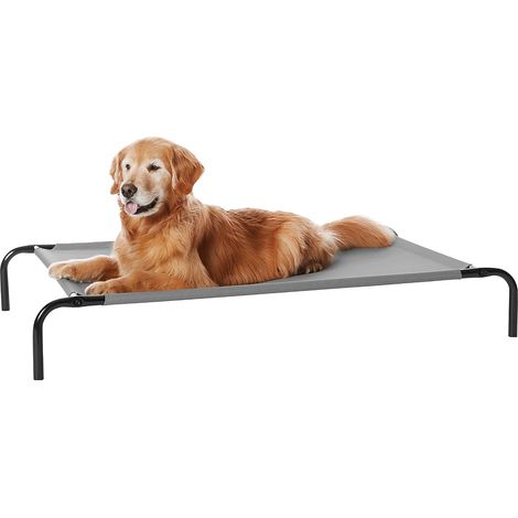 Chien Lit surélevé et rafraîchissant pour animaux de compagnie, Fer, L taille, Gris, 130 x 80 x 19 cm (1/5)