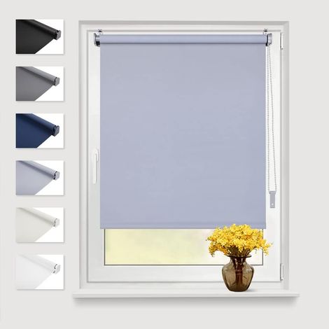 Store enrouleur occultant thermique,40x130 cm (largeur du tissu : 36 cm),Store à traction latérale,Store de protection thermique à fixation pour fenêtre et porte (1/5)