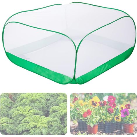 Filiyano-Filet de protection pliable pour potagers carrés surélevés - 1 m L x 1 m l x 0,5 m H, maille ultrafine, avec 4 piquets de fixation (1/5)