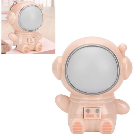 Veilleuse LED 3 modes, colorée, motif astronaute mignon, port USB, lampe de chevet rose pour chambre ou dortoir (1/5)